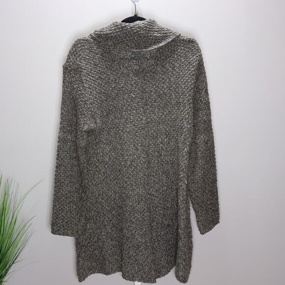 utorti Chunky Knit Cowl Neck Sweater Tunic/Dress Gray/Brown Made in Canada M - Picture 2 of 3